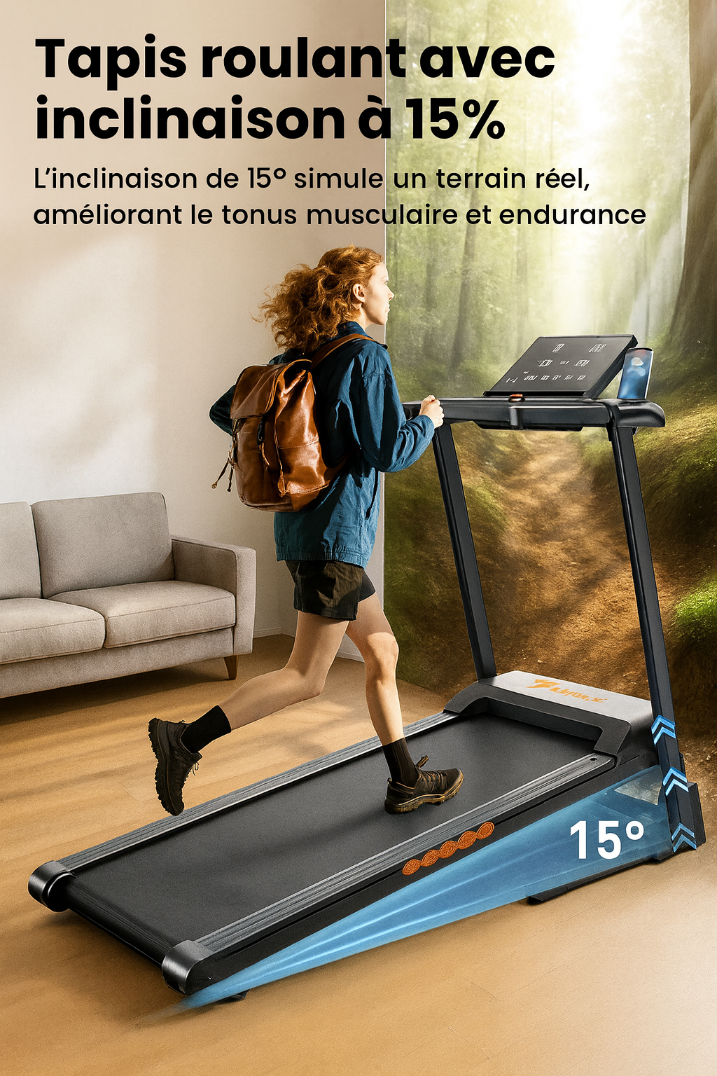 Formill FT61 Professionelles Laufband – Klappbar, Leise, Automatische Steigung 15 %, 3,0 Std.
