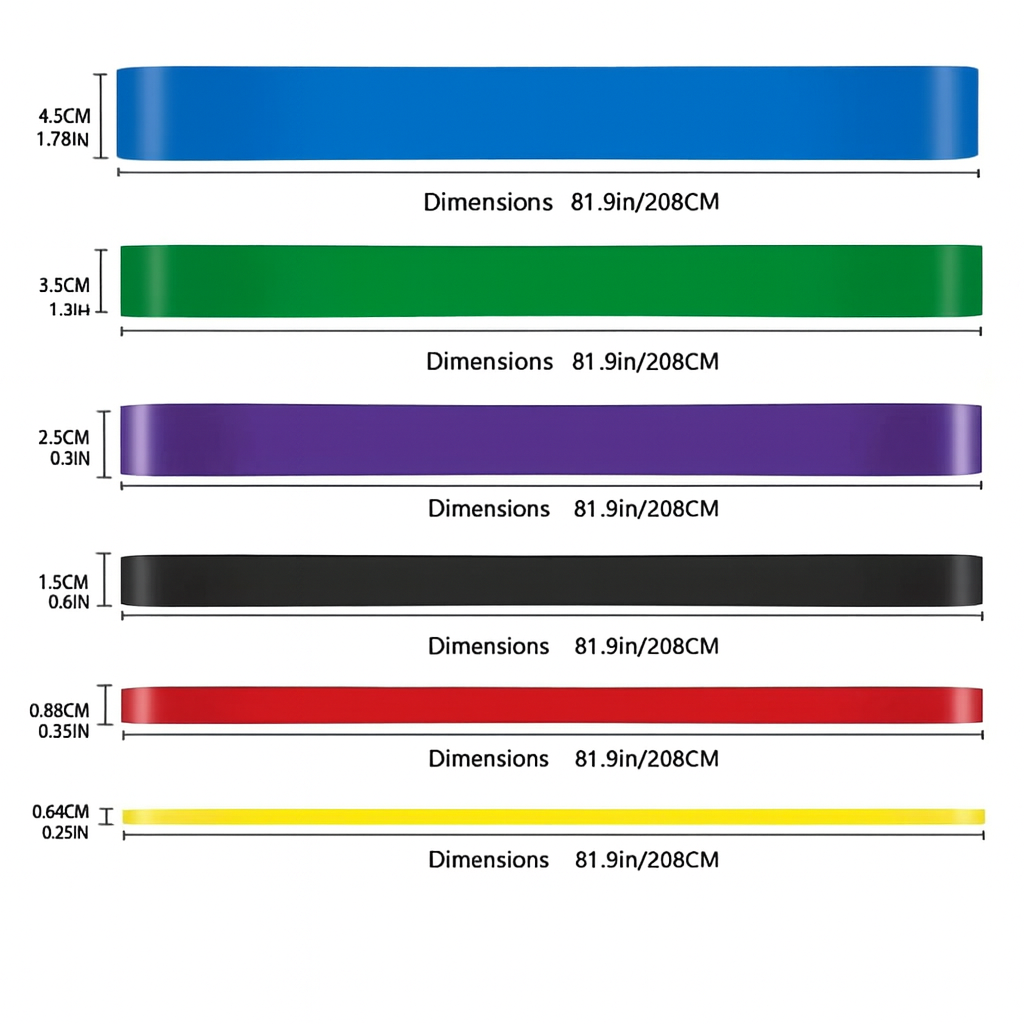 Widerstandsbänder aus Naturlatex – 11 Kraftstufen – Kraft-, Arm-, Rumpf- und Rehabilitationstraining 