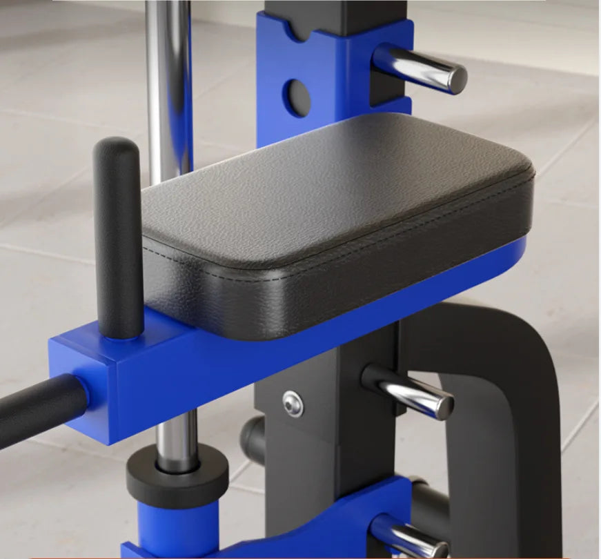 Multifunktionale Smith Machine – Komplette Kraftstation mit Kniebeugenrahmen, Bank und Seilzug – Vielseitiges Heimtrainingsgerät